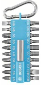 Jeu d'embouts de tournevis Bosch 21 pièces avec mousqueton (bleu clair) Version exposant