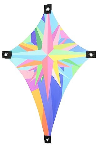 PSYWORK Schwarzlicht Segel Spandex | Drache S Neon Space Star | 0,55 x 1,10m | UV-aktiv | fluoreszierend | Wandtuch Wandbehang Stoff Neon Deko Party Tuch Tapestry Poster Psy Goa