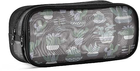Kaktus Regenpflanzen Federmäppchen Federtaschen Netz durchsichtig Mäppchen Tasche für Jungen Mädchen Schüler