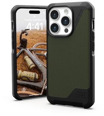 URBAN ARMOR GEAR UAG Case Compatible with iPhone 15 Pro Case 6.1 Metropolis LT Kevlar Olive Built-in Magnet Compatible with MagSafe Charging Rugged Military Grade Dropproof Protective Cover