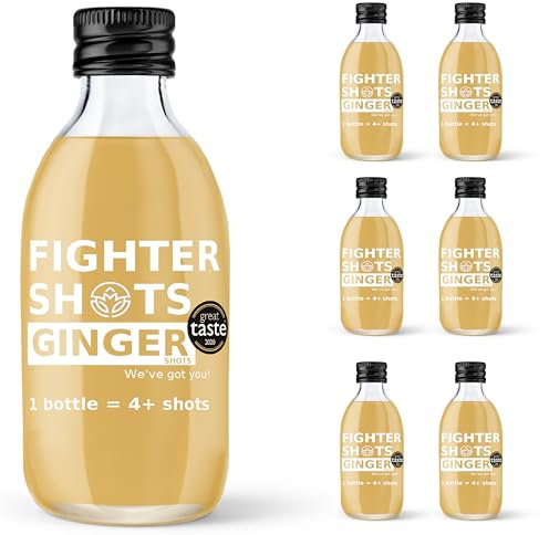 Fighter Shots Fresh & Fiery Ginger Dosing Bottles (6x250ml/24+ Shots) | Award Winning | Boosts Energy | 100% Natural/No Nasties
