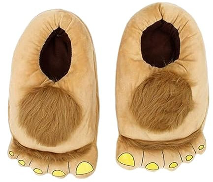 DSOUWEH Pantoufles respectueuses de la peau pour une expérience confortable et de marche Pantoufles d'aventure monstre Pantoufles de pied Hobbits en polyester, abricot, taille libre