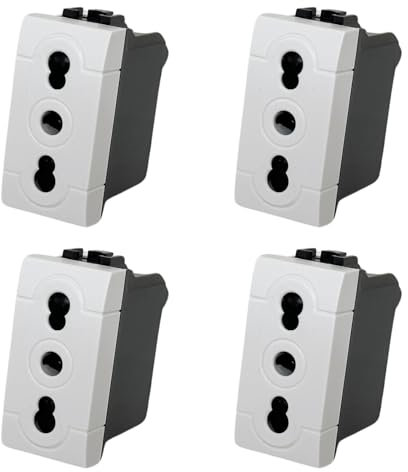 4 Pezzi Presa Bipasso Living 2P+T 16A ANMECS Presa Bivalente Compatibile per serie Civile Bticino Bianco (Presa Bipasso 1002, 4)