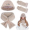 QBilooty Mütz Schal Handschuh Sets für Damen, Winter Touchscreen Handschuhe, Plüschiger, verdickter, Modisches Warmes Zubehör Kit Geschenk für Frauen