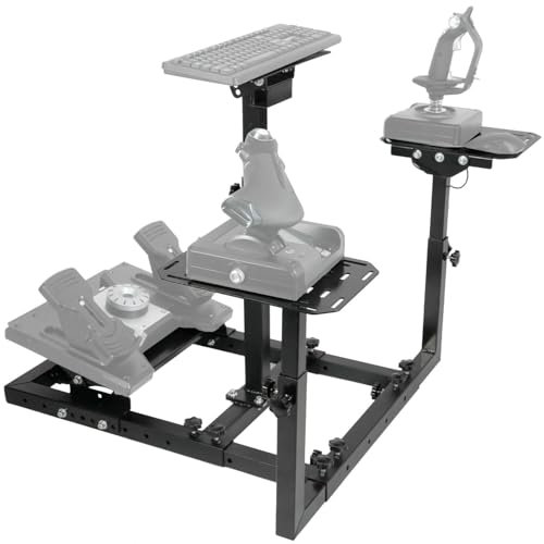 Minneer Flight Sim Stand Racing Wheel Stand Adjustable Compatible with Thrustmaster T300RS GT, Logitech G29 X52 G920 G923,Wheels,Pedals,Throttle,Joystick Not Included