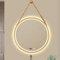 AHOR Gerahmter LED-Smart-Spiegel, Runder Beschlagfreier Dimmbarer 3-Farben-Schminkspiegel Großer Beleuchteter Badezimmerspiegel zur Wandmontage (Color : Gold, Size : 50CM_Triple Bond)