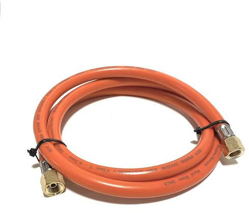 Tuyau de gaz 80 cm, 1/4 gauche, raccord en laiton, résistant à l'hiver et flexible, orange, idéal pour barbecues à gaz, radiateurs, réchaud à gaz, lampes, etc. (80 cm avec raccord en laiton)