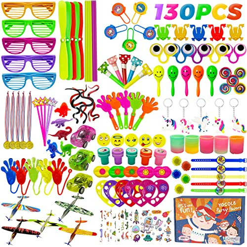 130 Pièces Kit Cadeau Pinata Fournitures de Fête Anniversaire, Jouets Assortiment Accessoire Gadgets Set, Party Favors Remplissage Prix Carnival Pâques Halloween Stuffers Noël pour Enfants