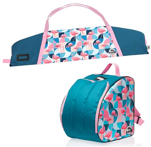 BAMBINIWELT Kinder Skitasche Ski-Schuh-Tasche Set wasserdicht Ski Bag Ski Cover Wintersport Kombi (Modell 4, 125cm)