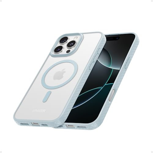 Anker for iPhone 16 Pro Phone Case: Magnetic Matte Textured Military Grade Drop Protection Translucent Cell Phone Cover - Slim Rugged Durable Shockproof Protective Bumper Cases(Blue)