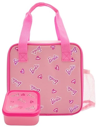 Barbie Girls Lunch Bag with Kids Snack Box by Polar Gear Gifts for Girls - Back to School Supplies Bag - Insulated Girls Lunch Box Bag with Bottle Pocket and Snack Pot