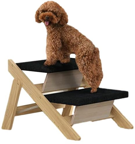 Pendiente plegable para perros, rampa de seguridad plegable para mascotas, rampas antideslizantes para perros y gatos, barandilla simple 2 en 1 para perros, cama de madera alta, escalones estables