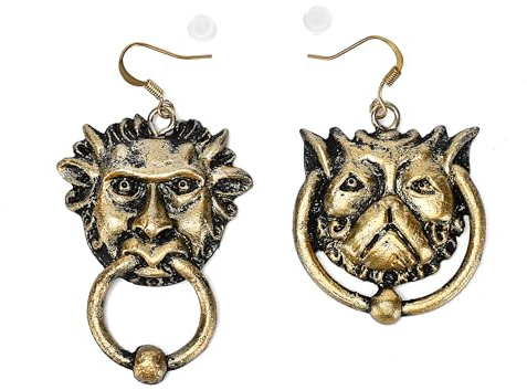 ASVP Shop Door Knocker Earrings - Handcrafted Resin Statement Earrings - Vintage Gothic Fantasy Jewelry - Lightweight Costume Accessories