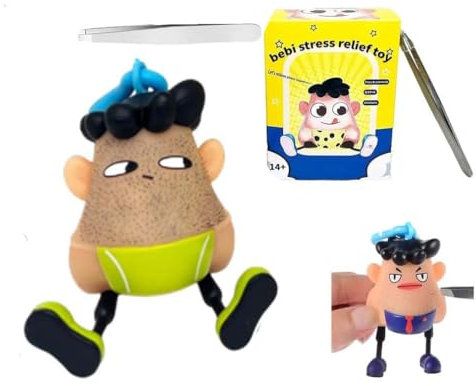 Mr Plucky 2024 Best Hair Plucking Fidget Toy With Tweezers, Funny Skin Sensory Pimple Popping Stress Relief Toy (C)