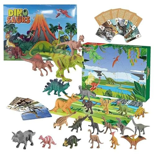 Comebachome Dinosaurier -Adventskalender 2024 Kinder, 24 Tage Weihnachten Countdown -Kalender Dinosaurierfiguren, lebensechte Dinosaurierspielzeug für Kinder Weihnachten Geburtstag