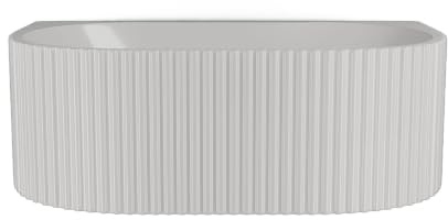 Balterley 1700 x 780mm Oval Shower Bath with Legs, Waste & Overflow, Back to Wall Double Ended Back to Wall Gloss White Soaking Shower Bath, Fluted Front Acrylic Baths, Adjustable Leg Set (White)