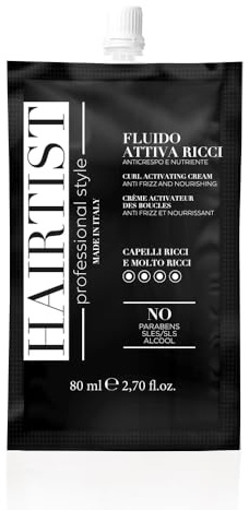 Hairtist, Fluido Attiva Ricci Professionale per Modellare e Definire, Texture Leggera Senza Risciacquo, Anticrespo e Nutriente con Olio di Cocco e Cera d'Api per Ricci Definiti e Morbidi, 80 ml