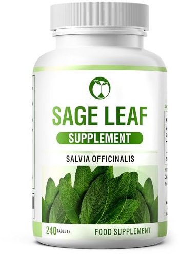 Sage Leaf Supplement | 240 Tablets | Salvia Officinalis Extract | Made in the UK | Vegan Friendly & Gluten Free (240)