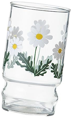 IMIKEYA Taza De Vidrio Resistente Al Calor Mediana Diseño De Margaritas Blanca, Copa Para Beber Estilizada, Vaso Multifuncional Para Leche, Café y Jugo, Adecuado Para Uso Casa