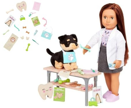 Our Generation Canine Care Dentist Set - 19-Piece Pet Dental Playset for 18-Inch Dolls, Promotes Imaginative Vet Play, Includes Dental Accessories, Chew Toys, and Treats - Ages 3+