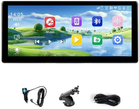 PAGJHRFJG 8,9 Pouces 4K Caméra de Tableau de Bord Réglable sans Carplay Android Auto Voiture DVR GPS FM AUX Bluetooth Enregistreur Vidéo Moniteur