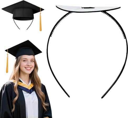 Bachelor Hut Stirnband, Abschluss Hut Stirnband Insert Schwarz, Doktorhut Zubehör Absolventenhut Holder, Graduation Hat Haarreif für die Sicherung Graduation Frisur (Schwarz-C)