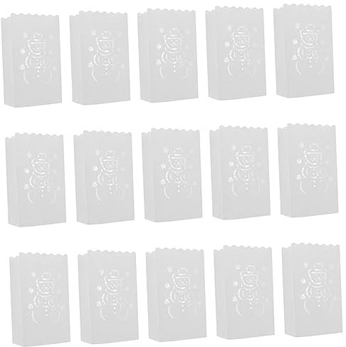 Cabilock 30Stücke Teiliges Weihnachtskerzenbeutel Aus Flammhemmendem Hohle Schneemann Kerzenbeutel Für Teelichter Und LED Lichter Romantische Weihnachtsdekoration