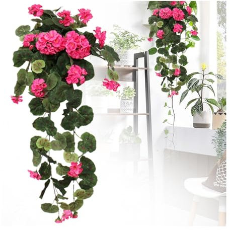 Fiori artificiali per esterni, fiori di geranio finti da appendere, resistenti ai raggi UV, in plastica, non sbiadiscono, decorazione per pareti e recinzioni da giardino estivi, per matrimoni, casa