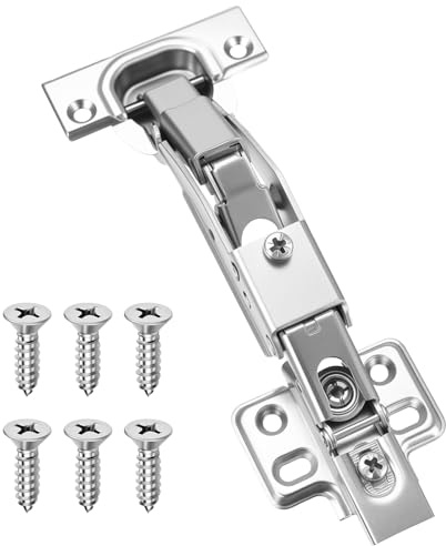 Cerniere per Ante Cucina, Cerniera per Ante Cucina a Copertura Totale 125°, Cerniera a Chiusura Ammortizzata Pieghevoli a Scomparsa ad Ampio Angolo per Mobili Armadi, con Viti