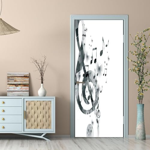 Türtapete Selbstklebend 100x200 cm Noten, Musik Türaufkleber 3D entfernbar für schlafzimmer wohnzimmer badezimmer dekoration - türposter wasserdicht
