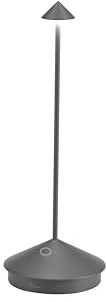 Zafferano, Pina Pro Lamp, Rechargeable Cordless Table Lamp with Touch Controls, Suitable for Interior and Outdoor, Dimmer, 2200-3000 K, Height 29 cm, Dark Gray Colour