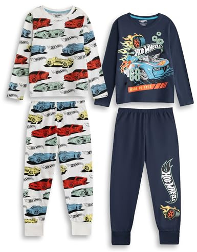 Hot Wheels Pyjama-Set (2er-Pack) mit Langen Ärmeln und Beinen | Mehrfarbige Nachtwäsche mit Made to Race -Design | Jungen-Nachtwäsche | Kinder-Schlafanzug