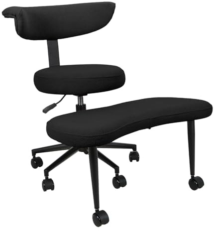 Mitoydoe Ergonomischer Kniesitz & Schneidersitz – 360° drehbare Fußstütze, Lordosenstütze für Büro, Yoga und Entspannung zu Hause Schwarz