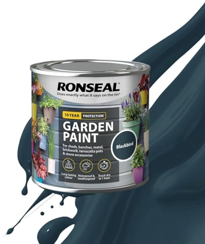 Milena Blackbird Garden Paint 250ml, Water Based Wooden Paints, Fast Drying Matt Finish, Long Lasting Fade Resistance Fence Paint, DIY Colour for Brick, Flower Pots (Blackbird, 250 M L)