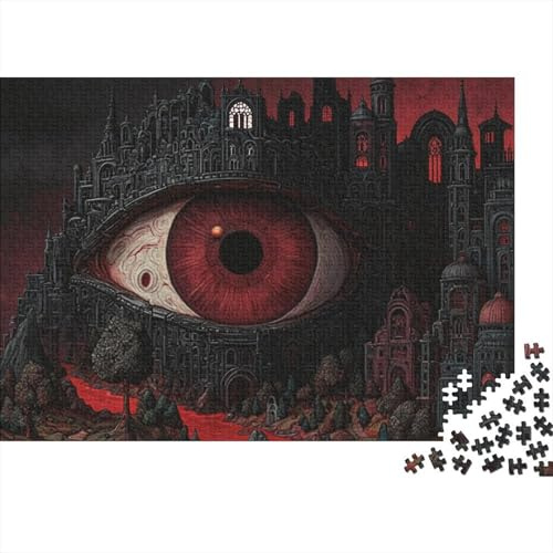 Othic Fantasy Castle Art 1000 Teile Puzzle Pappe für Erwachsene & Jugendliche Dunkle Fantasy Auge Burg Kunst Präzisionsschnitt Blendschutz Nicht giftig 38x26cm/1000 Teile