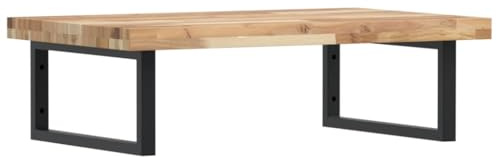 vidaXL Waschtischplatte mit Halterung, Holzplatte Waschtischkonsole Wandmontage, Waschbeckenplatte Wandkonsole Wandregal, Stahl Massivholz Akazie