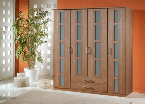 Kleiderwäscheschrank Splash, Nocce Nachbildung mit Milchglaseinsatz, 180er Breite