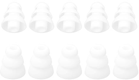 sourcingmap 10 Pcs Soft Silicone Earbuds, Replacement Earbud Tips Fit 5mm Earplugs with 3 Flange Noise Cancelling Triple Flange Ear Cushion Earpads for In-Ear Earphones, White