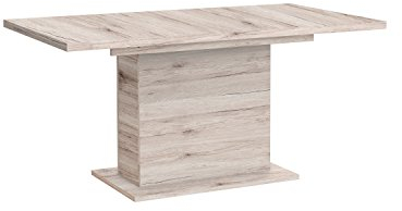 FORTE Calpe Esstisch mit Synchronauszug und einer innenliegenden Einlage, Holzwerkstoff, Sandeiche, 160 x 90 x 76.59 cm