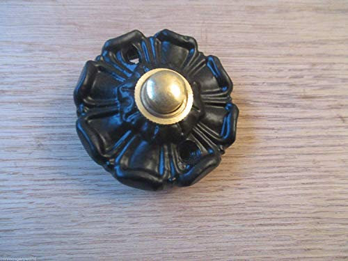 IRONMONGERY WORLD® Victorian Traditional Old Style Bell Push Door Bell Wired (Black Floral)