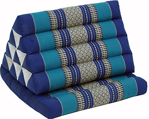 GURU SHOP Thaikissen, Dreieckskissen, Kapok, Tagesbett mit 1 Auflage - Blau, 30x50x75 cm