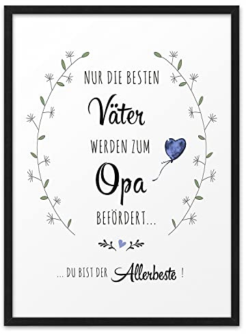 BESTE VÄTER OPA | ABOUKI Kunstdruck | Bester Opa Bild Opa Schild Definition Opa Geschenk Opa Poster Geschenkidee Vatertag Weihnachten Geburt Taufe | Optional Personalisiert