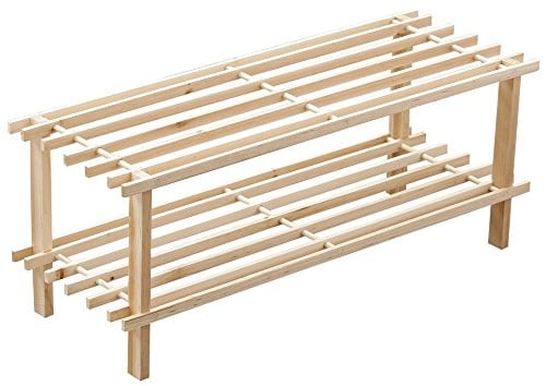 Unbekannt 2er Holzregal Schuhregal Schuhbank Schuhschrank Massiv