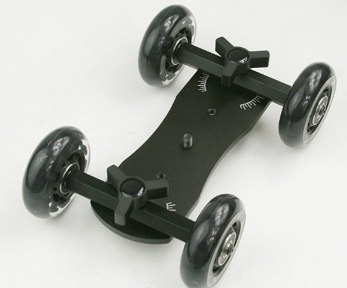 FOTGA Table Dolly Mini Voiture de Bureau Rail Track Curseur Cinéma Trépied pour DSLR Appareil Photo Caméscope - Balck