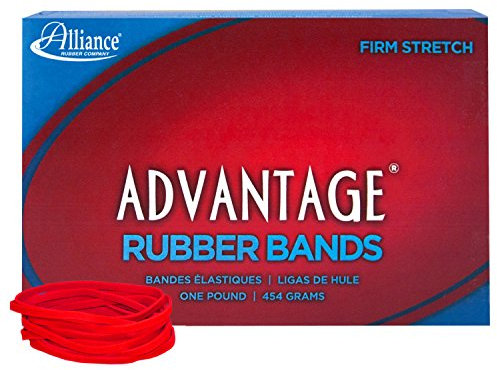 Alliance Rubber 96325 Advantage Rubber Bands Size #32, 1 lb Box Contains Approx. 700 Bands (3 x 1/8, Red)