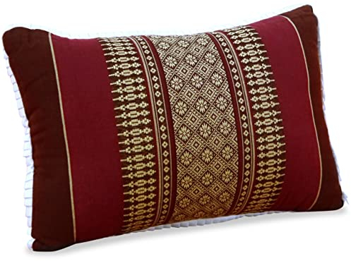 livasia Lendenstützkissen - 22x33x13cm - festes Rückenkissen mit 100% Kapok Naturfaser, nachhaltig & formstabil, Rückenstütze für Sofa & Bett, Garten und Balkon, handgefertigt (Weinrot)