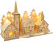 WeRChristmas Dorf aus Holz mit Kirche, 35 cm, beleuchtet, Weihnachtsdekoration, mit 12 Warm-weißen LED-Leuchten