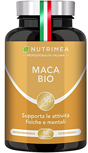 Maca Peruviana Biologica Forte | Estratto 100% Puro e Naturale | Integratore 1500 mg | Tono, Vigore ed Energia | Per Uomo e Donna | 90 Capsule | Nutrimea