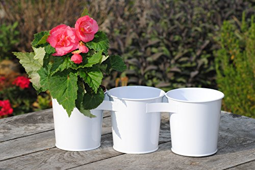 Kräutertöpfe aus Metall,glänzend weiß,3Stück als Einheit,Gesamtlänge 39cm