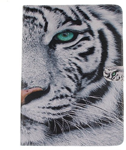 Saturcase custodia in similpelle di poliuretano, chiusura magnetica, con supporto, pieghevole, con tasca per schede, compatibile con Samsung Galaxy Tab S 10,5 SM-T800 Cool Tiger